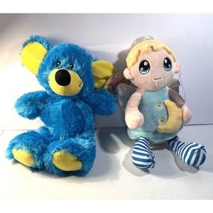 Kellytoy Plush Angel and Blue Mouse Stuffed Animal Lot of 2
